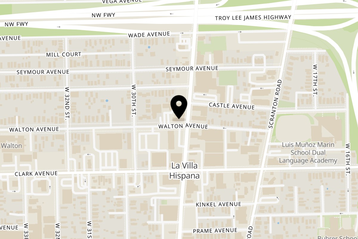 Map showing the location of Pupuseria y Antojitos Guanaquitas on 2998 W 25th St in Cleveland